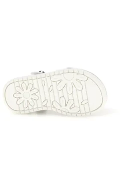 Sandalo Bianco con Applicazione Floreale e Strappo Grazie Girl 15018