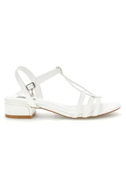 Sandalo bianco con tacco basso Burani 519431346