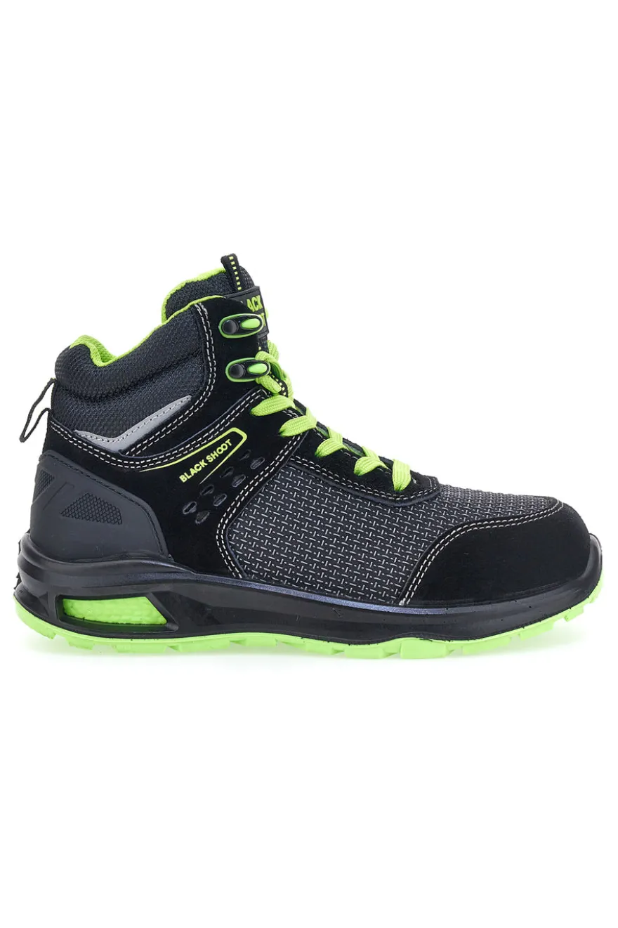 Scarpe antinfortunistiche nere e verdi S1PL Black shoot PK23037
