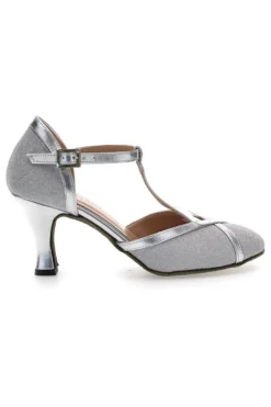 Scarpe argento con cinturino e suola in pelle The First Dance 6325