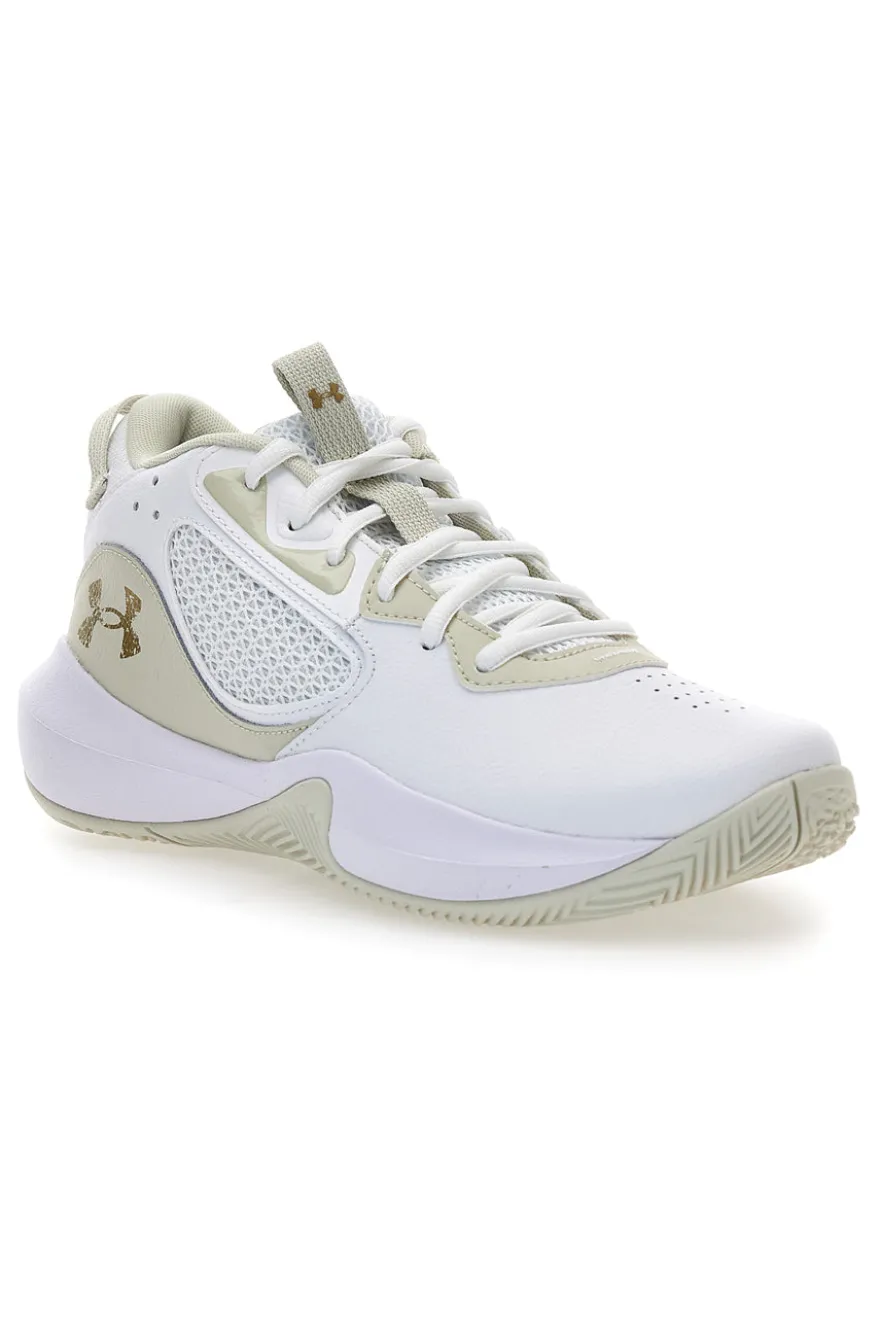 Scarpe basket bianche con inserti beige e suola ammortizzata Under Armour Lockdown 6