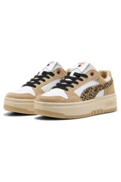 scarpe beige con dettagli animalier in suede Puma Rebound Femme Low Animal