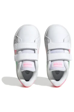 Scarpe bianche con dettagli multicolor e chiusura a strappo Adidas Grand Court 2 CF I