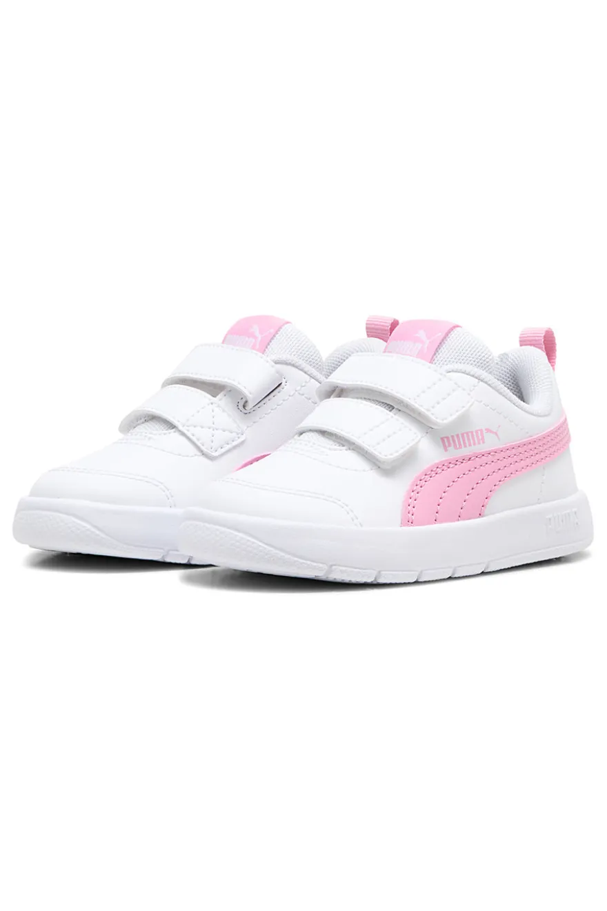 Scarpe bianche rosa con chiusura a strappo Puma Courtflex V3 V Inf