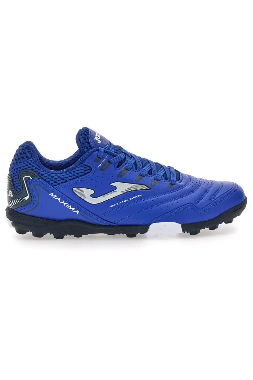 Scarpe blu calcio turf con tomaia traforata Joma Maxima 2404