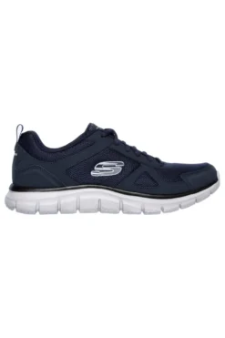 Scarpe blu in pelle e mesh con Memory Foam Skechers Track Scloric