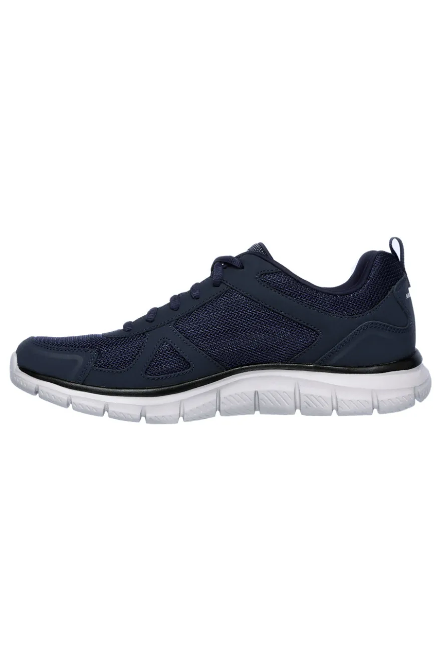 Scarpe blu in pelle e mesh con Memory Foam Skechers Track Scloric