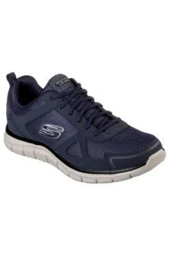 Scarpe blu in pelle e mesh con Memory Foam Skechers Track Scloric