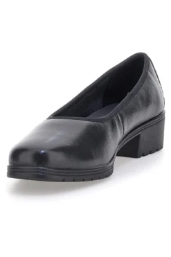 Scarpe comode nere in pelle con tacco basso e memory foam Pittarello 11574