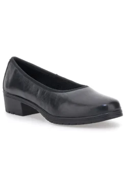 Scarpe comode nere in pelle con tacco basso e memory foam Pittarello 11574