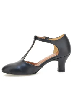 Scarpe da ballo nere con cinturino a T e tacco medio Mon Dieu Musique 212