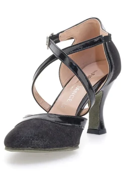 Scarpe da ballo nere con cinturini incrociati e suola in vera pelle The First Dance 6331