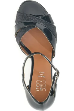 Scarpe da ballo nere intrecciate con cinturino e suola in pelle Mon dieu 113