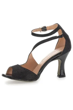 Scarpe da ballo nere open toe con cinturino alla caviglia The First Dance 6514