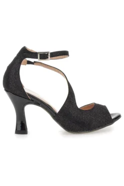 Scarpe da ballo nere open toe con cinturino alla caviglia The First Dance 6514
