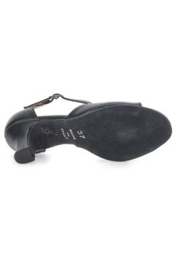 Scarpe da ballo nere open toe con cinturino a T e suola in pelle Mon dieu 117