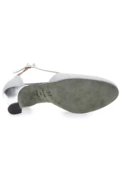 Scarpe da Ballo Platino Con Tacco Basso e Cinturino Incrociato The First Dance 4555