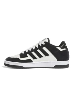 Scarpe da Basket bianche e nere con inserti in pelle Adidas Rapid Court Low