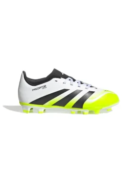 Scarpe da calcio bianche con dettagli giallo fluo Adidas Predator Club FG/MG J