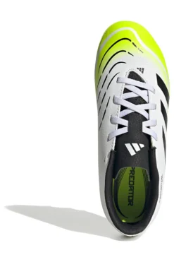 Scarpe da calcio bianche con dettagli giallo fluo Adidas Predator Club FG/MG J