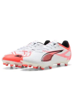 Scarpe da Calcio Bianche e Rosse per Terreni Naturali e Sintetici Puma ULTRA 5 PLAY FG/AG Jr