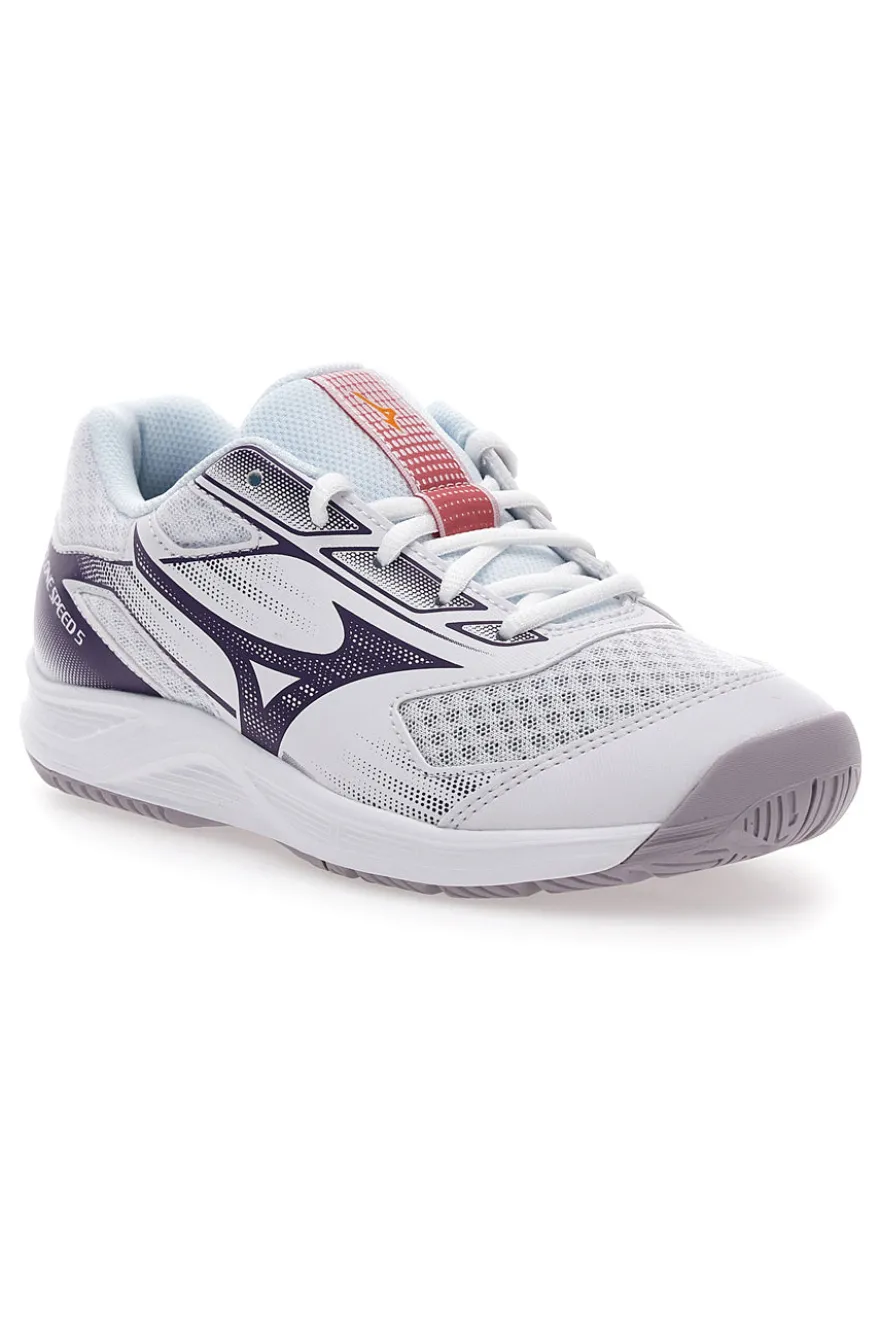 Scarpe da Pallavolo Bianche con Dettagli Viola Mizuno Cyclone Speed 4