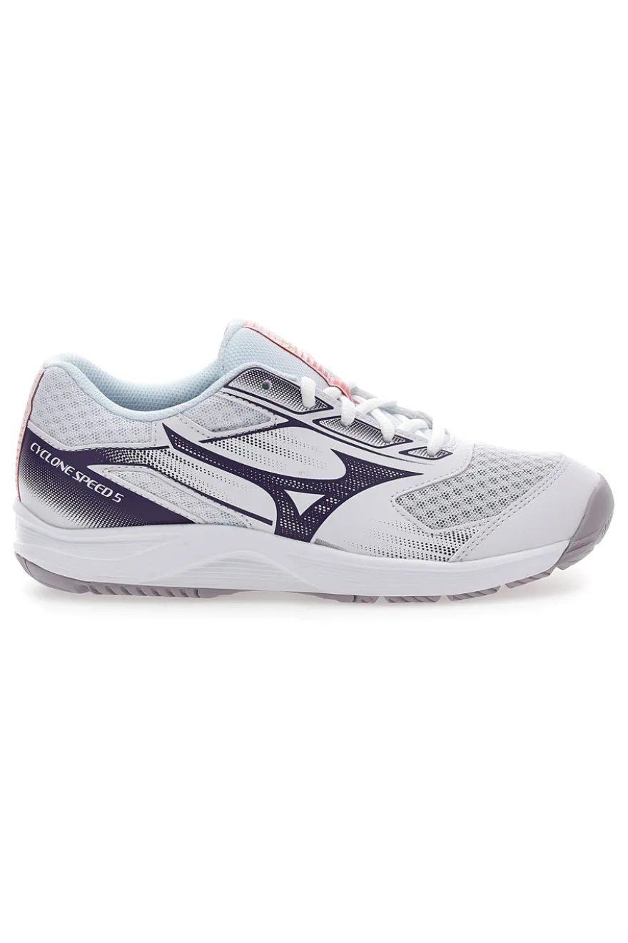 Scarpe da Pallavolo Bianche con Dettagli Viola Mizuno Cyclone Speed 4
