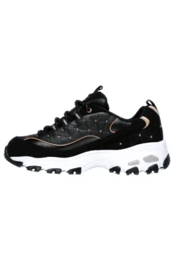 Scarpe nere chunky con borchie e Memory Foam Skechers D'Lites Glamour Feels