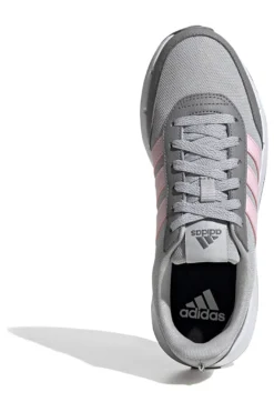 Scarpe running grigie in mesh con strisce rosa Adidas Run 50s