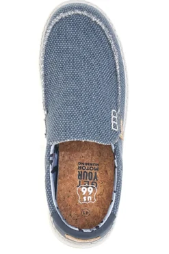 Scarpe slip on blu in tessuto Route 66 RO41817