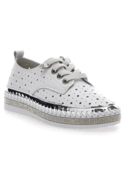 Scarpe Stringate Bianche con Strass Cafè Cost 23011