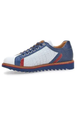 Scarpe Stringate Bianche e Blu In Vera Pelle Made in Italy Pittarello Plus PT325