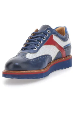 Scarpe Stringate Bianche e Blu In Vera Pelle Made in Italy Pittarello Plus PT321