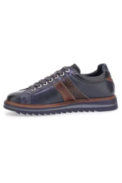 Scarpe stringate blu con inserti effetto pitone e suola carrarmato Pittarello Eco 25276006