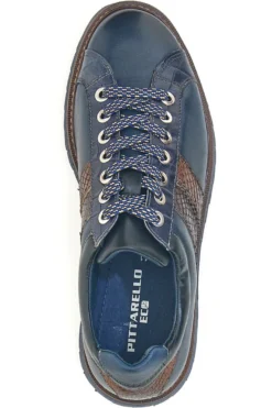 Scarpe stringate blu con inserti effetto pitone e suola carrarmato Pittarello Eco 25276006