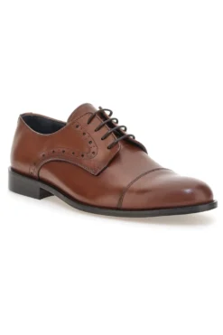 Scarpe stringate marroni in pelle con suola in cuoio made in Italy Pittarello 7715