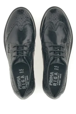 Scarpe Stringate Nere Ecofriendly in Vera Pelle con Lavorazione Prima Riga 707