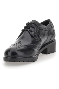Scarpe Stringate Nere Ecofriendly in Vera Pelle con Lavorazione Prima Riga 707