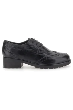 Scarpe Stringate Nere Ecofriendly in Vera Pelle con Lavorazione Prima Riga 707