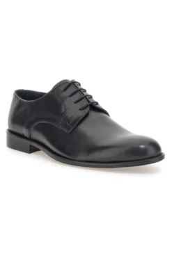 Scarpe stringate nere in pelle con suola in cuoio made in Italy Pittarello 7720