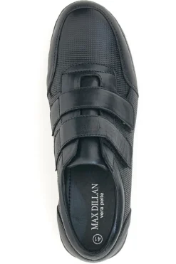 Scarpe Stringate Nero In Vera Pelle Doppio Strappo Max Dillan 458