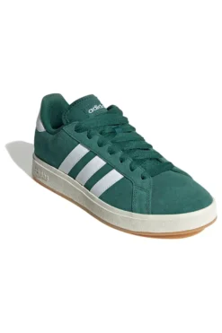 Scarpe verde bosco in pelle con strisce bianche Adidas Grand Court Base 00s