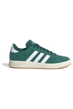 Scarpe verde bosco in pelle con strisce bianche Adidas Grand Court Base 00s