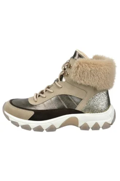 Scarponcini beige con dettagli metallici e pelliccia Bagatt D31952365555