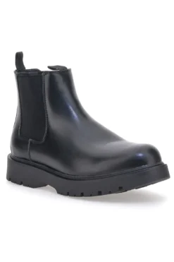 Schwarze Beatles-Stiefeletten mit seitlichem elastischem Baumwollgürtel CBM421P89