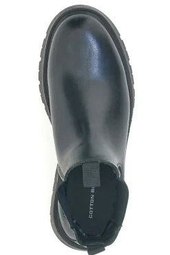 Schwarze Beatles-Stiefeletten mit seitlichem elastischem Baumwollgürtel CBM421P89