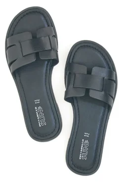 Schwarze flache Hausschuhe aus echtem Leder PITTARELLO SUN A6410104