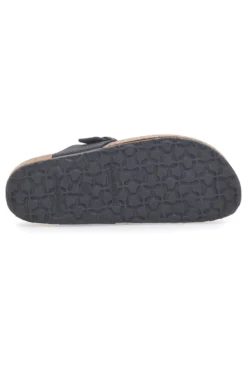 Schwarze Flip-Flops mit Schnalle und Innensohle aus echtem Leder Bio Up 204