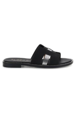 Schwarze Hausschuhe mit Metallic-Einsätzen Plocadi MAT16