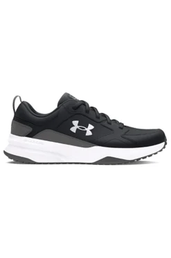 Schwarze Mesh-Sneaker mit Under Armour Charged Edge-Ledereinsätzen